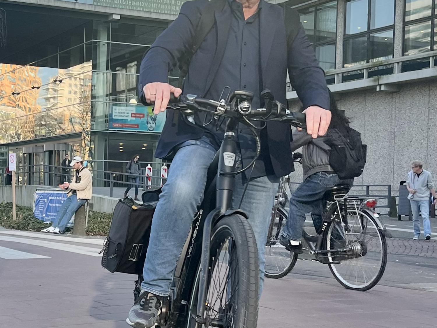 Peter op fiets